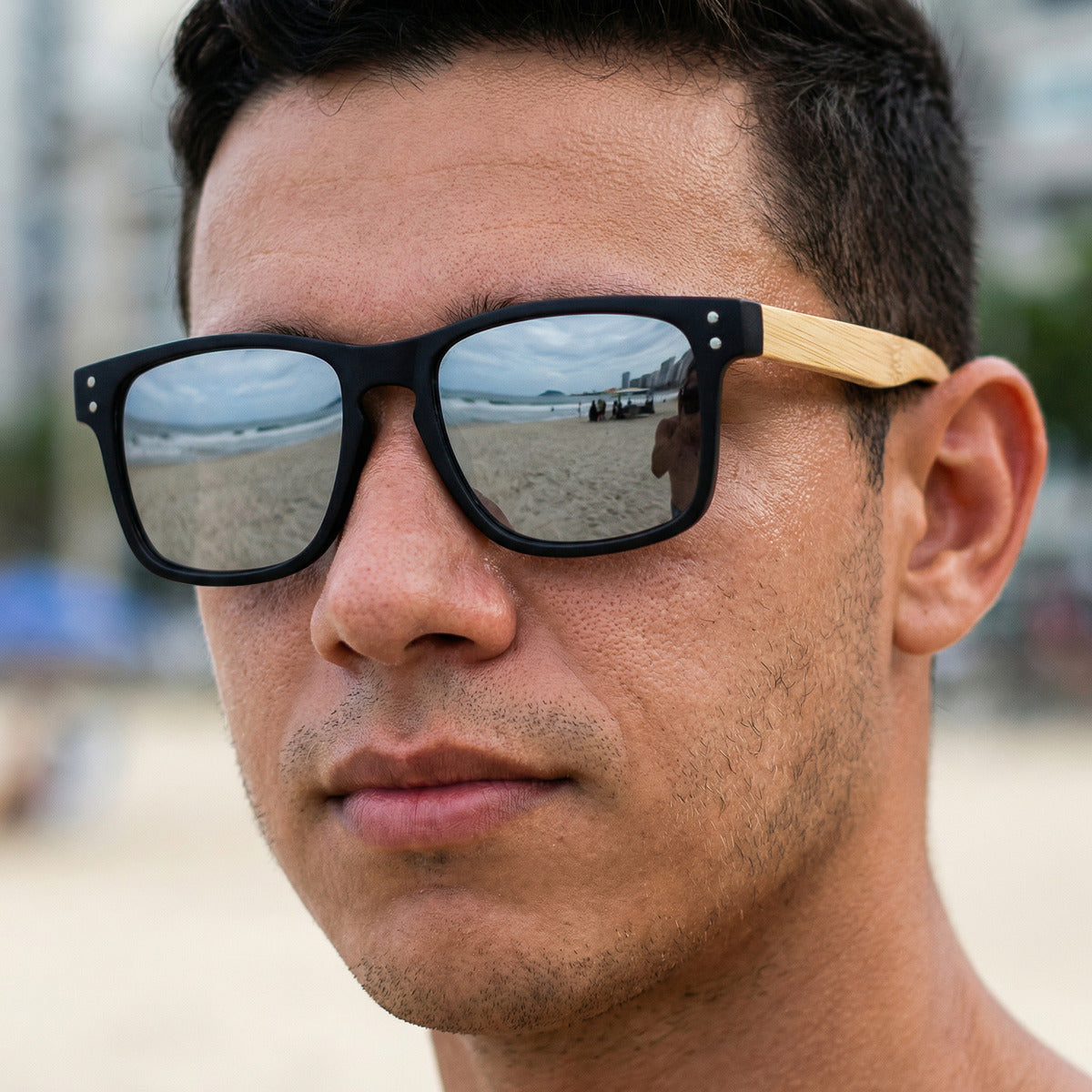 Óculos De Sol Wooden Noir E Bamboo Noir - Reflex Uv400