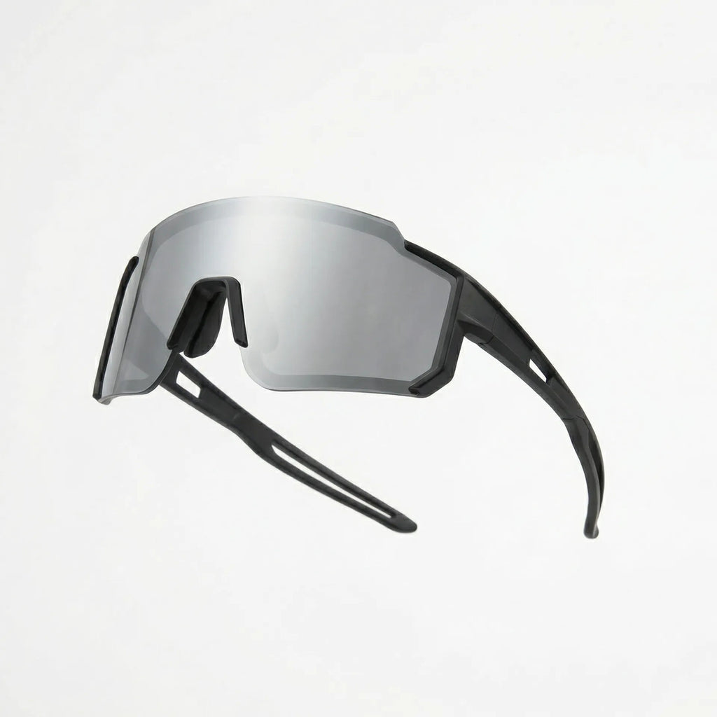 Óculos Ciclismo Esportivo Uv400 Espelhado Preto E Prata