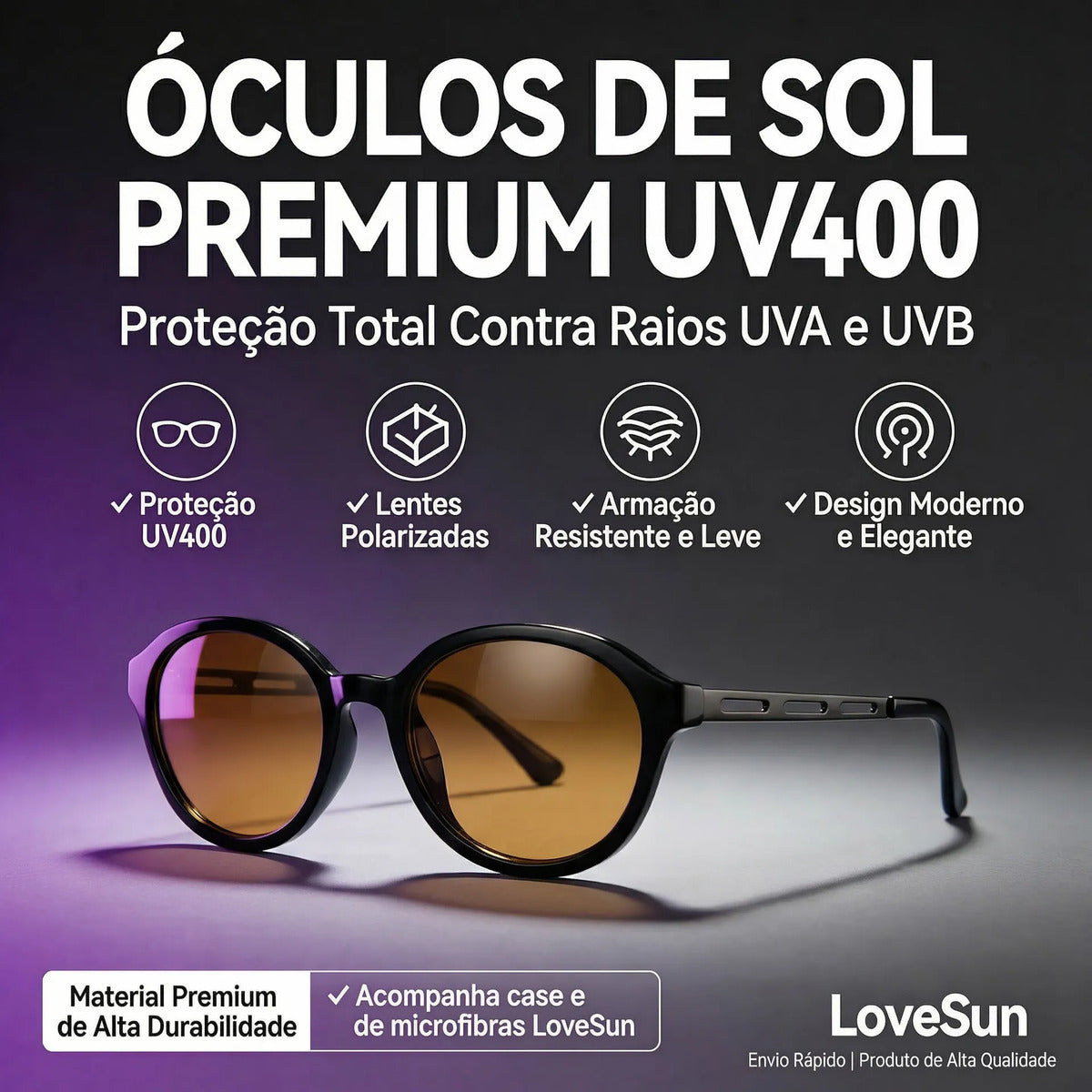 Óculos De Sol Cat Eyes Ambar - Sky- Lucid Uv400 Polarizado