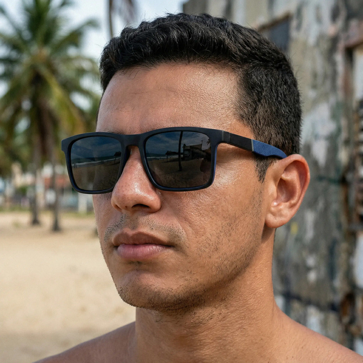 Óculos De Sol Triton Grey E Blue Uv400 Polarizado Unissex