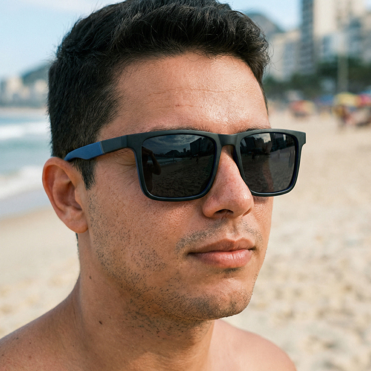 Óculos De Sol Triton Grey E Blue Uv400 Polarizado Unissex