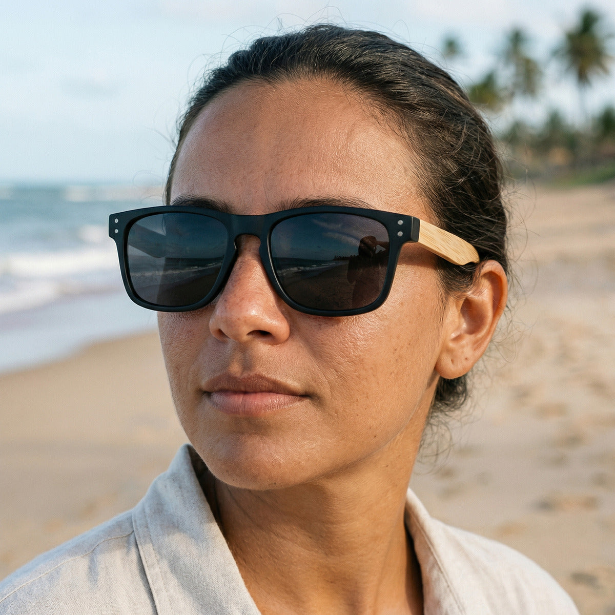 Óculos De Sol Wooden Noir E Bamboo Noir - Reflex Uv400