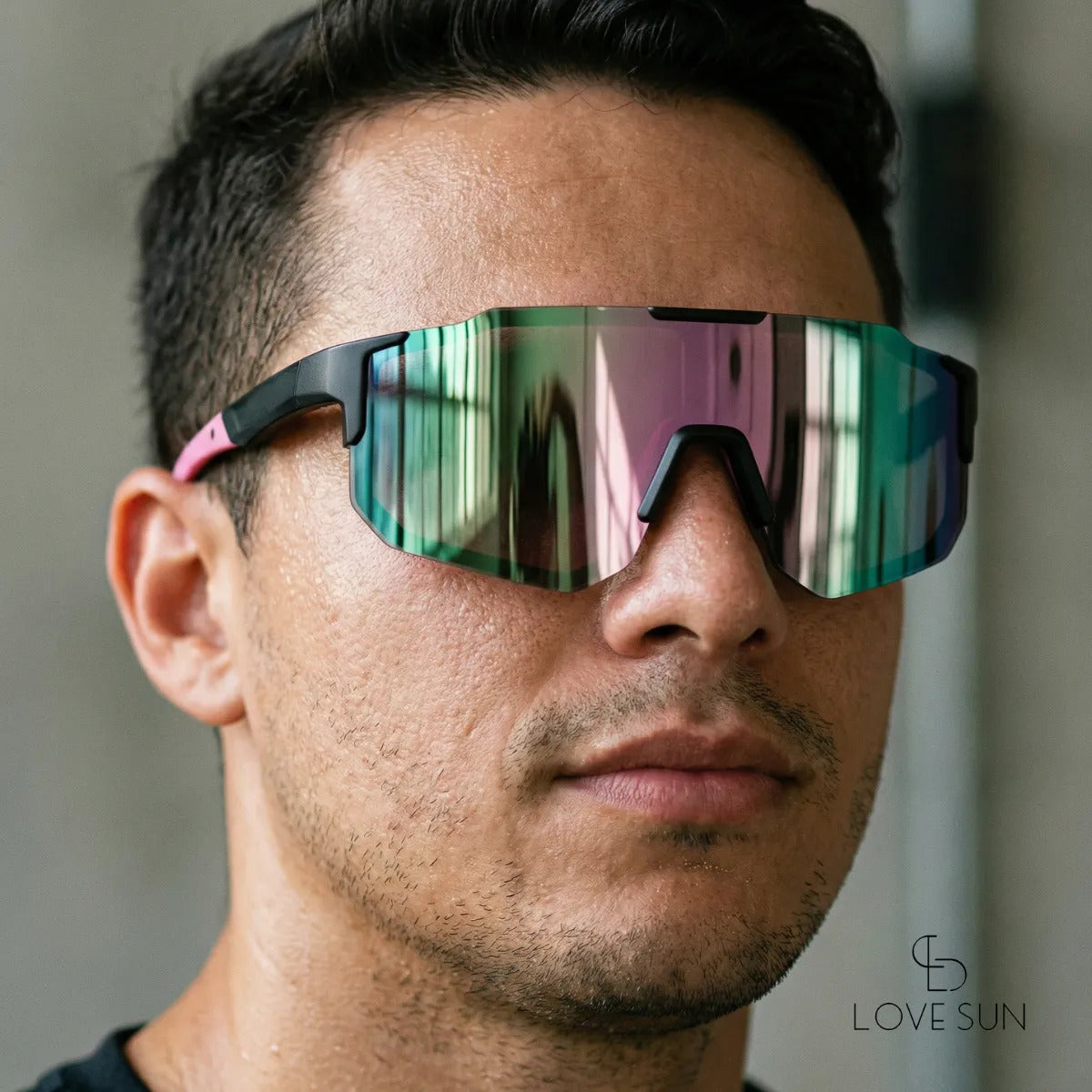 Óculos Ciclismo Esportivo Uv400 Espelhado Preto E Rosa