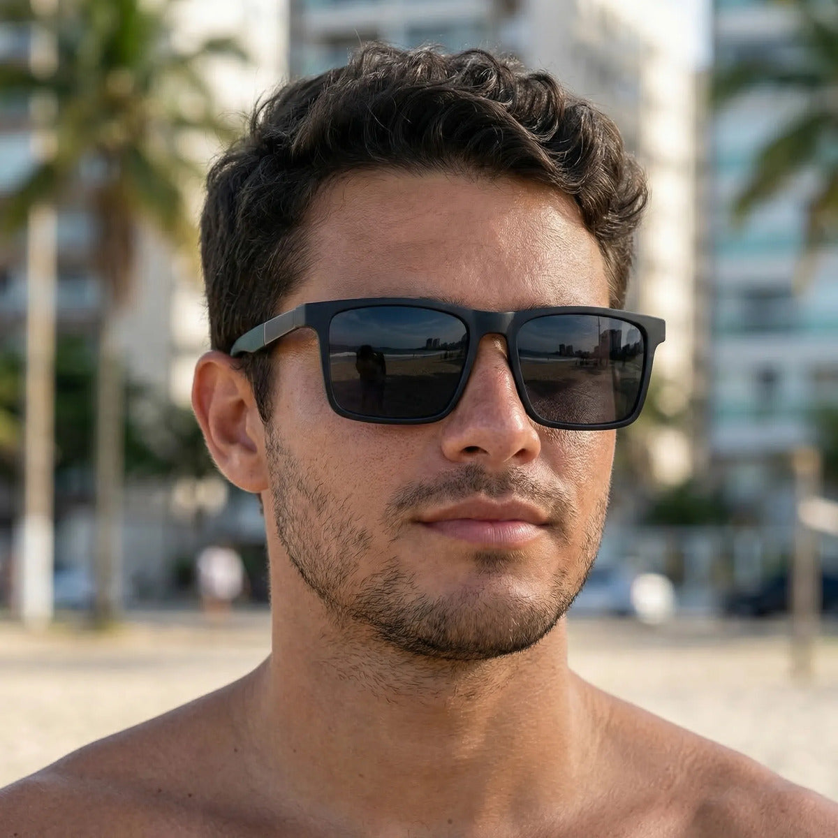 Óculos De Sol Triton Grey E Blue Uv400 Polarizado Unissex