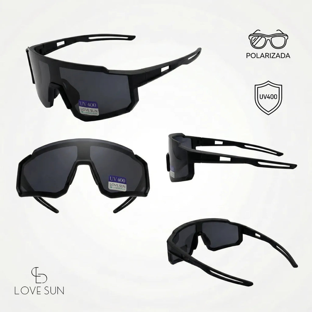 Óculos Ciclismo Esportivo Uv400 Espelhado Preto E Prata