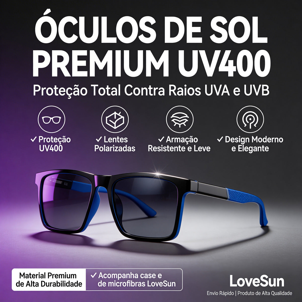 Óculos De Sol Triton Grey E Blue Uv400 Polarizado Unissex