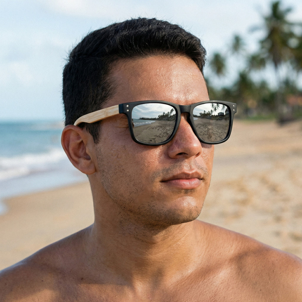 Óculos De Sol Wooden Noir E Bamboo Noir - Reflex Uv400