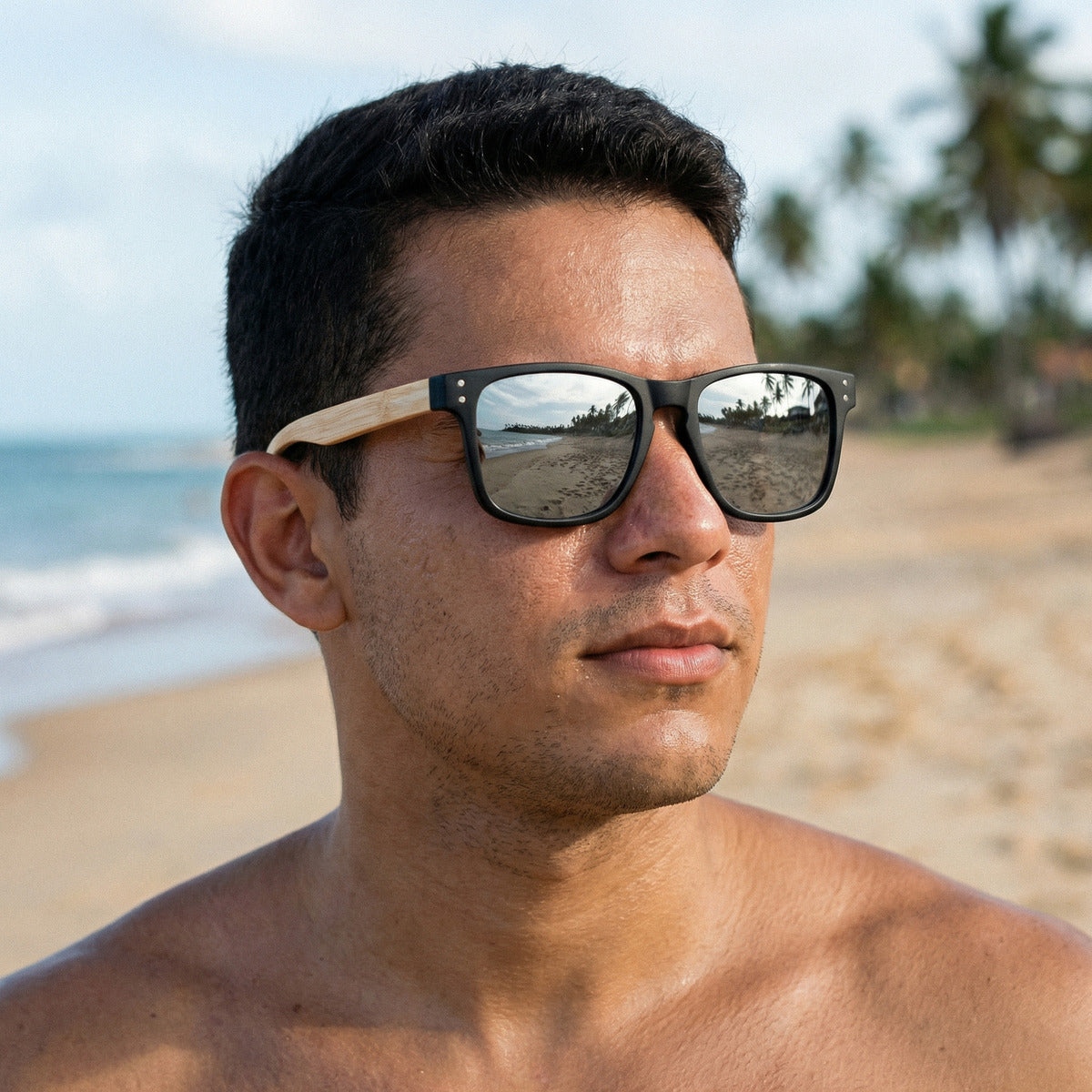 Óculos De Sol Wooden Noir E Bamboo Noir - Reflex Uv400