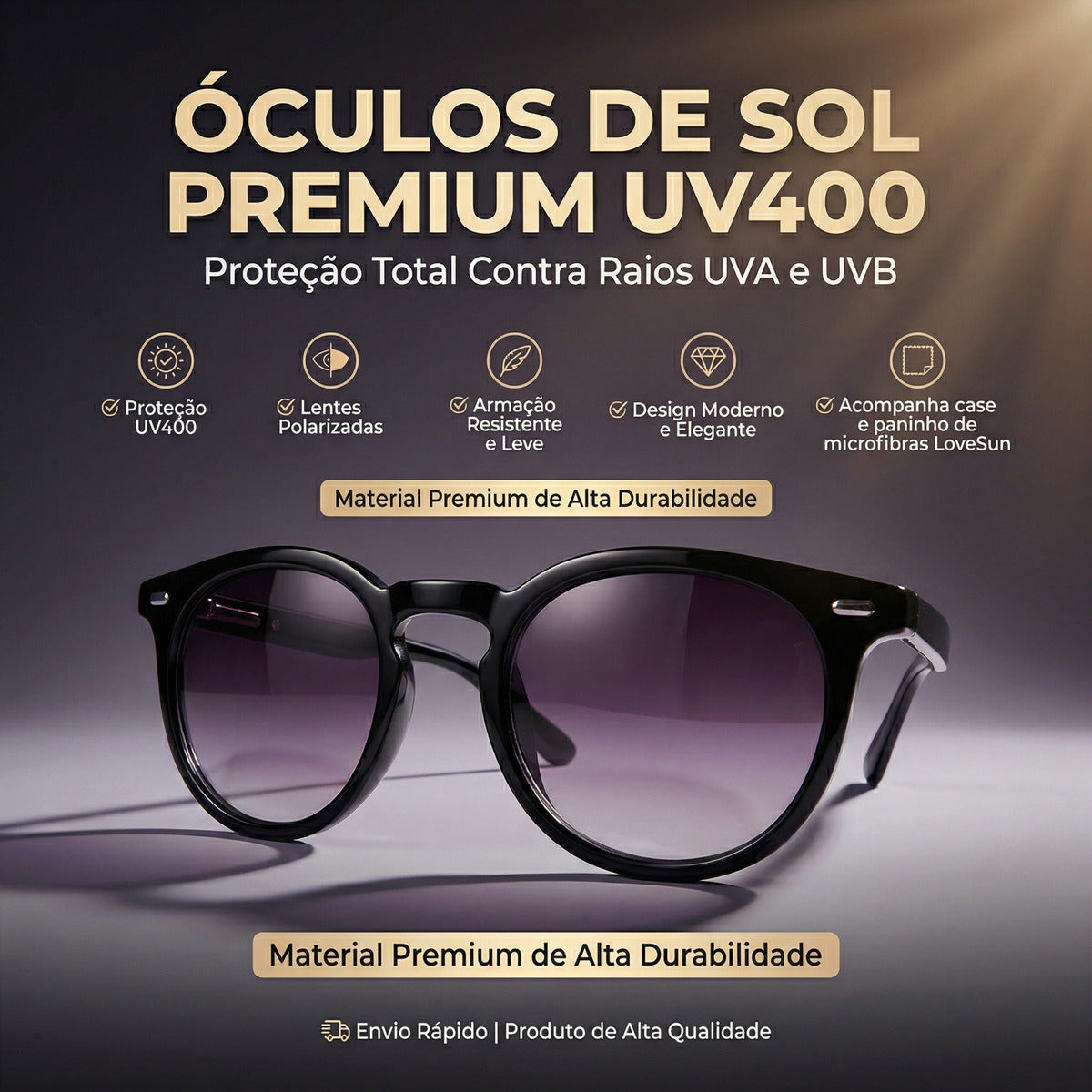 Óculos De Sol Bossa Violet Uv400 Polarizado Unissex